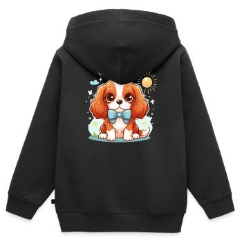 Niedlicher Hund Cavalier König Charles - Kinder Premium Organic Zip Hoodie - Schwarz - Hinten - AI Model Kid Male (0cm)