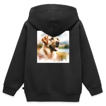 Labrador Retriever - Kinder Premium Organic Zip Hoodie - Schwarz - Hinten - AI Model Kid Male (0cm)