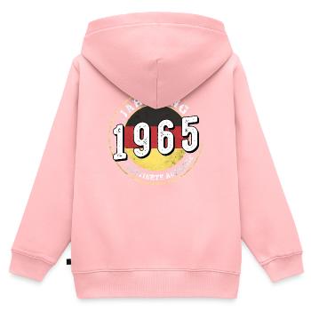 59 ans Millésime 1965 Jahrgangs 1965 - Sweat Premium à capuche zippé enfant bio - rose - Dos - AI Model Kid Female (0cm)