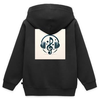 Élégance mélodique - Sweat Premium à capuche zippé enfant bio - noir - Dos - AI Model Kid Male (0cm)