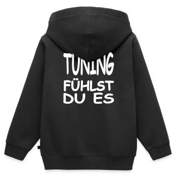 Tuning - Kinder Premium Organic Zip Hoodie - Schwarz - Hinten - AI Model Kid Male (0cm)