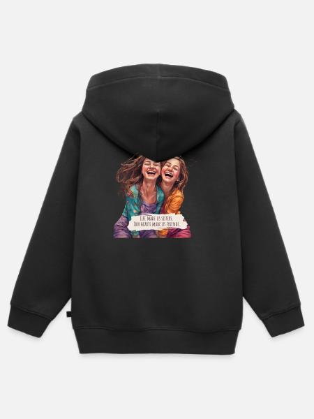 Schwesternliebe - Kinder Premium Organic Zip Hoodie - Schwarz