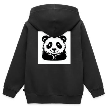 Fröhlicher Pandabär - Kinder Premium Organic Zip Hoodie - Schwarz - Hinten - AI Model Kid Male (0cm)