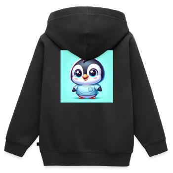 Pinguine one - Kinder Premium Organic Zip Hoodie - Schwarz - Hinten - AI Model Kid Male (0cm)