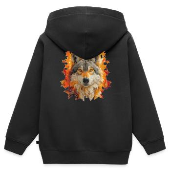 Loup et étoiles - Sweat Premium à capuche zippé enfant bio - noir - Dos - AI Model Kid Male (0cm)