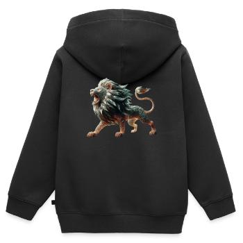 Glaslöwe mit Raubtier-Look-Kopie - Kinder Premium Organic Zip Hoodie - Schwarz - Hinten - AI Model Kid Male (0cm)