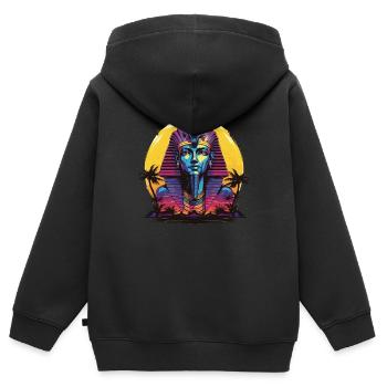 Ägyptische Sphinx Vintage Style - Kinder Premium Organic Zip Hoodie - Schwarz - Hinten - AI Model Kid Male (0cm)