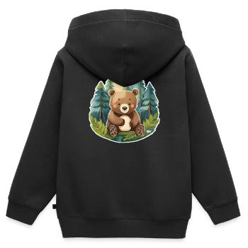 cutebear - Kids Premium Organic Zip-up Hoodie - black - Back - AI Model Kid Male (0cm)