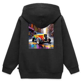 Hotrod V8 - Sweat Premium à capuche zippé enfant bio - noir - Dos - AI Model Kid Male (0cm)