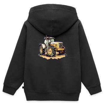 Gelber Traktor Nr. 3 - Kinder Premium Organic Zip Hoodie - Schwarz - Hinten - AI Model Kid Male (0cm)