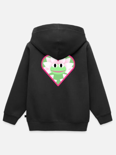 Hallo Frosch - Kinder Premium Organic Zip Hoodie - Schwarz