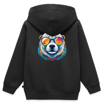 Siegel - Kinder Premium Organic Zip Hoodie - Schwarz - Hinten - AI Model Kid Male (0cm)