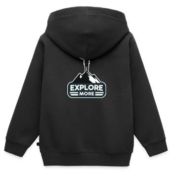 Explore more - Wanderer - Kinder Premium Organic Zip Hoodie - Schwarz - Hinten - AI Model Kid Male (0cm)