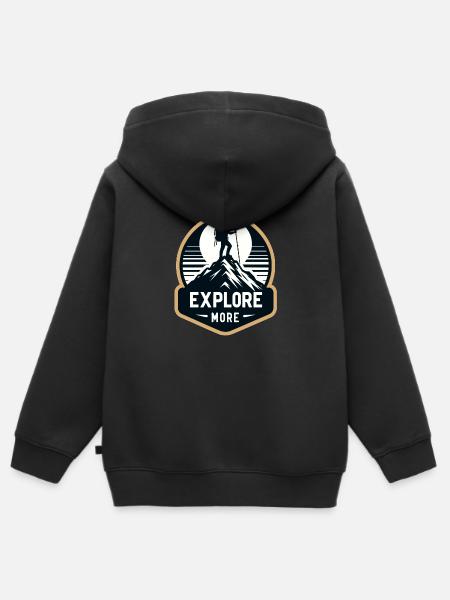 Explore more - Wanderer - Kinder Premium Organic Zip Hoodie - Schwarz