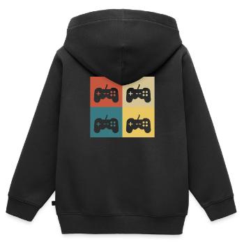 Retro-Vintage-Konsole - Kinder Premium Organic Zip Hoodie - Schwarz - Hinten - AI Model Kid Male (0cm)