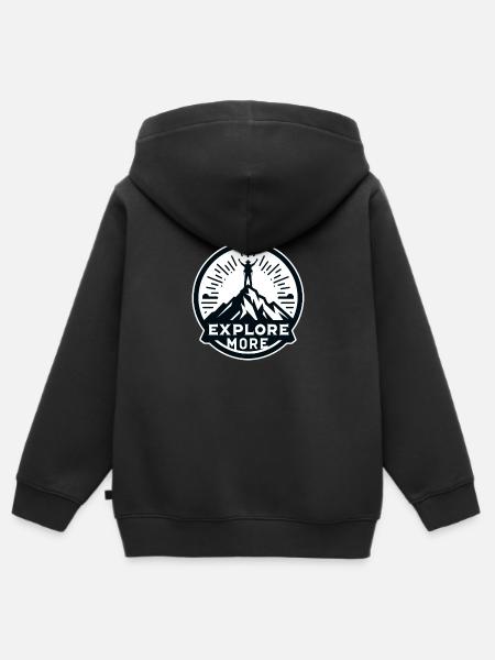Explore more - Wanderer - Kinder Premium Organic Zip Hoodie - Schwarz