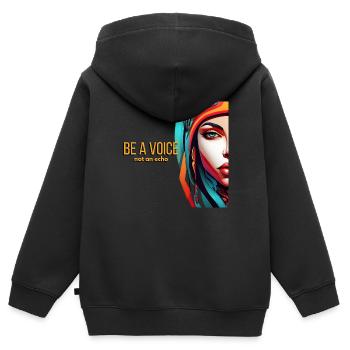 Soyez une voix - Sweat Premium à capuche zippé enfant bio - noir - Dos - AI Model Kid Male (0cm)