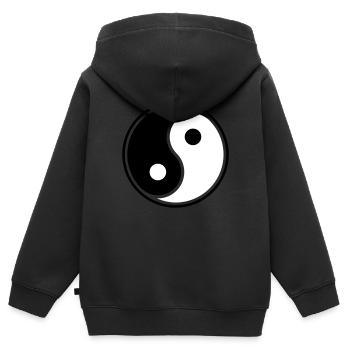 Authentischer Yin-Yang-Grafikdruck - Kinder Premium Organic Zip Hoodie - Schwarz - Hinten - AI Model Kid Male (0cm)
