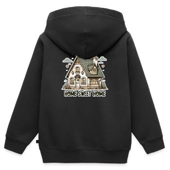 Home Sweet Home - Haus Illustration - Kinder Premium Organic Zip Hoodie - Schwarz - Hinten - AI Model Kid Male (0cm)