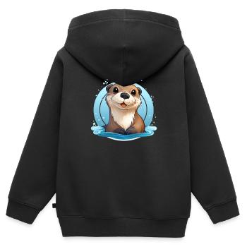 Otter - Kinder Premium Organic Zip Hoodie - Schwarz - Hinten - AI Model Kid Male (0cm)