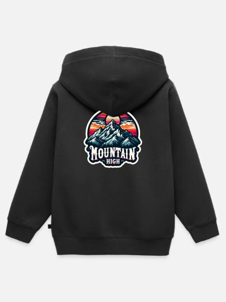 Mountain High - Berg Illustration - Kinder Premium Organic Zip Hoodie - Schwarz