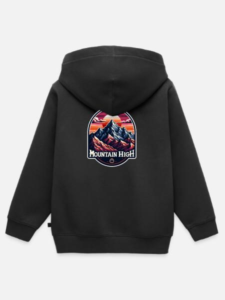 Mountain High - Berg Illustration - Kinder Premium Organic Zip Hoodie - Schwarz