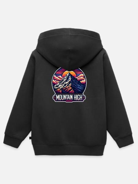 Mountain High - Berg Illustration - Kinder Premium Organic Zip Hoodie - Schwarz