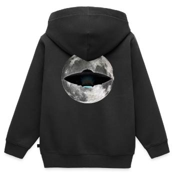 UFO Moon - Kinder Premium Organic Zip Hoodie - Schwarz - Hinten - AI Model Kid Male (0cm)