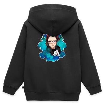 Madame Soline version Manga - Sweat Premium à capuche zippé enfant bio - noir - Dos - AI Model Kid Male (0cm)