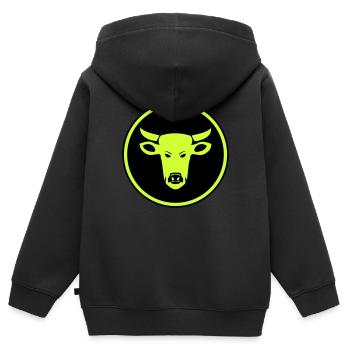 Boeuf de vache - Sweat Premium à capuche zippé enfant bio - noir - Dos - AI Model Kid Male (0cm)