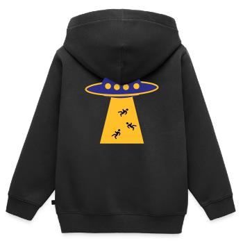 Ufo - Kinder Premium Organic Zip Hoodie - Schwarz - Hinten - AI Model Kid Male (0cm)