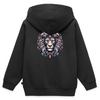 Lion's Majesty Digitale Kunst mit kostbarem Edelstein - Kinder Premium Organic Zip Hoodie - Schwarz - Hinten - AI Model Kid Male (0cm)