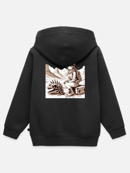 Manga Archeo Mädchen - Kinder Premium Organic Zip Hoodie - Schwarz