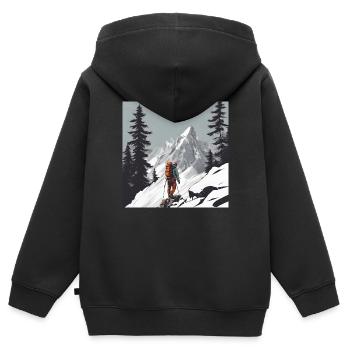 Bergsteigen - Kinder Premium Organic Zip Hoodie - Schwarz - Hinten - AI Model Kid Male (0cm)