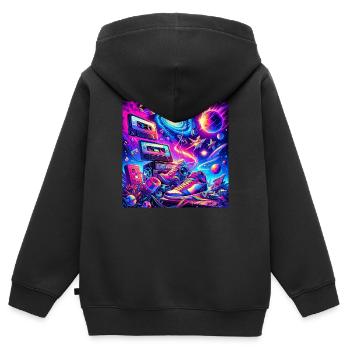 90s space - Kinder Premium Organic Zip Hoodie - Schwarz - Hinten - AI Model Kid Male (0cm)