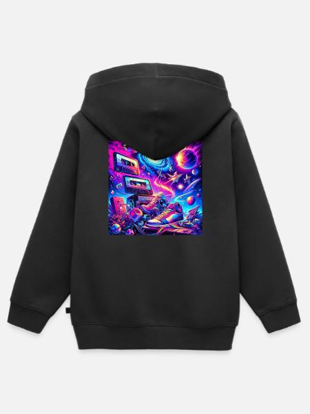 90s space - Kinder Premium Organic Zip Hoodie - Schwarz