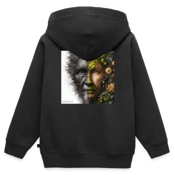 Mutter und Vater Erde - Kinder Premium Organic Zip Hoodie - Schwarz - Hinten - AI Model Kid Male (0cm)