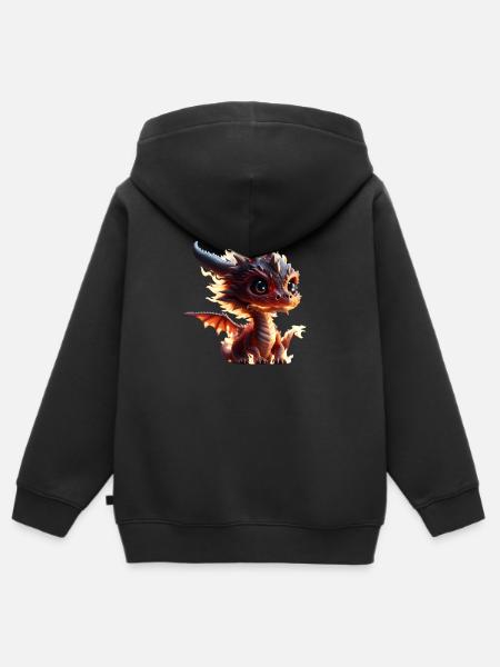 Kleiner süßer Drache - Kinder Premium Organic Zip Hoodie - Schwarz
