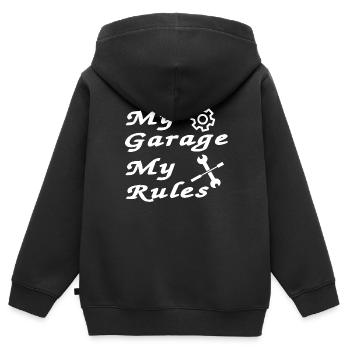 Garage - Kinder Premium Organic Zip Hoodie - Schwarz - Hinten - AI Model Kid Male (0cm)