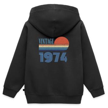 Jahrgang 1974 - Kinder Premium Organic Zip Hoodie - Schwarz - Hinten - AI Model Kid Male (0cm)