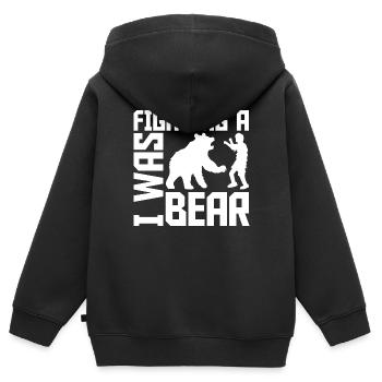 Je me battais contre une chirurgie d’ours Blessure au bras cassé - Sweat Premium à capuche zippé enfant bio - noir - Dos - AI Model Kid Male (0cm)