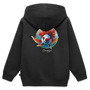 Wortspiel - Clownfisch - Kinder Premium Organic Zip Hoodie - Schwarz - Hinten - AI Model Kid Male (0cm)