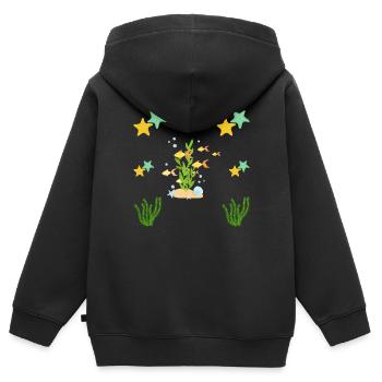 Sous la mer - Sweat Premium à capuche zippé enfant bio - noir - Dos - AI Model Kid Male (0cm)