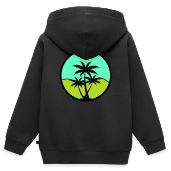 palmen - Kinder Premium Organic Zip Hoodie - Schwarz - Hinten - AI Model Kid Male (0cm)