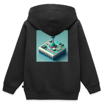 Joystick 7 - Kinder Premium Organic Zip Hoodie - Schwarz - Hinten - AI Model Kid Male (0cm)