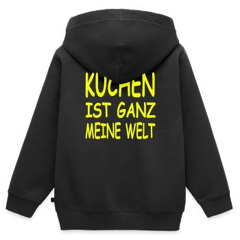 Kuchen - Kinder Premium Organic Zip Hoodie - Schwarz - Hinten - AI Model Kid Male (0cm)