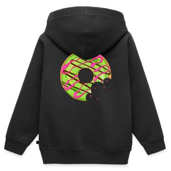 Donut-Crunch essen Metzgergebäck 12 4 Q - Kinder Premium Organic Zip Hoodie - Schwarz - Hinten - AI Model Kid Male (0cm)