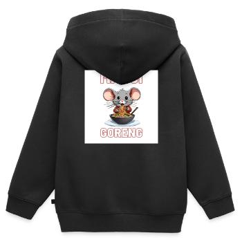 Mausi-Goreng - Kinder Premium Organic Zip Hoodie - Schwarz - Hinten - AI Model Kid Male (0cm)