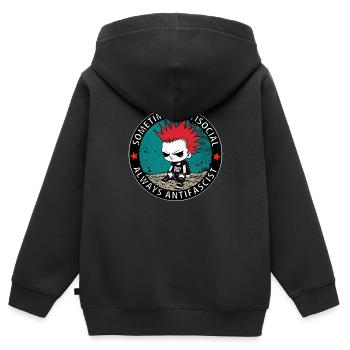 Anti - Kinder Premium Organic Zip Hoodie - Schwarz - Hinten - AI Model Kid Male (0cm)