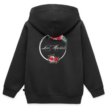 Die rote Blumenbraut - Braut Geschenkidee - Kinder Premium Organic Zip Hoodie - Schwarz - Hinten - AI Model Kid Male (0cm)